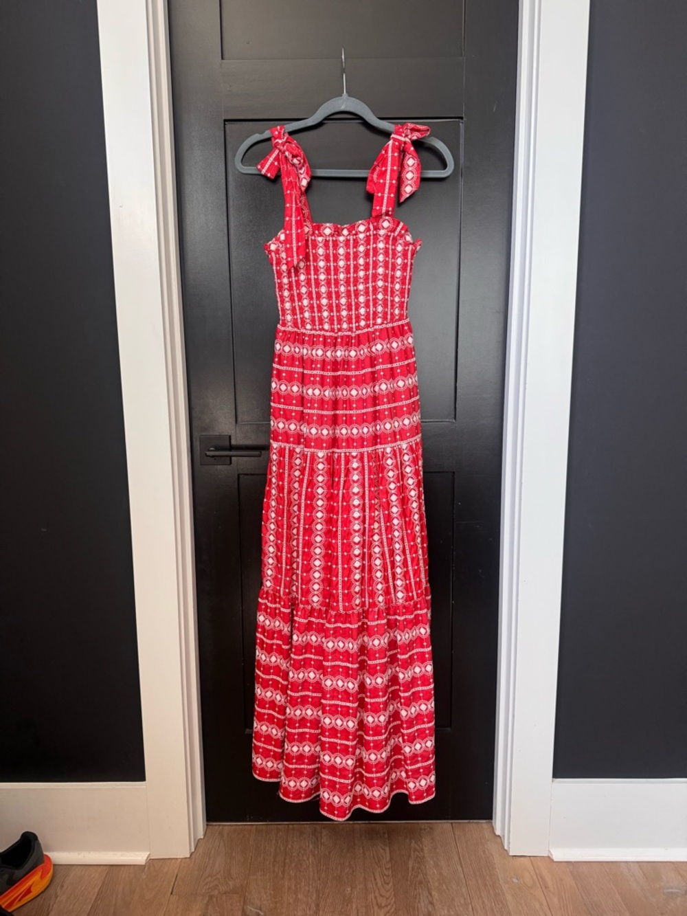 A Loves A brand. Red Tie-Shoulder Maxi Dress with pockets